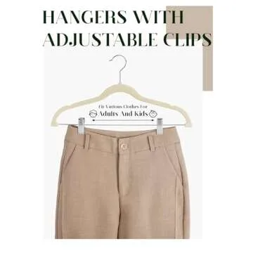 Cozymood Velvet Skirt Hangers - Pack of 24 - Velvet Hangers with Clips Ultra Thin Non Slip Velvet Pants Hangers Space Saving Clothes Hanger for Trouser, Skirts, Jeans, Dress (Beige)