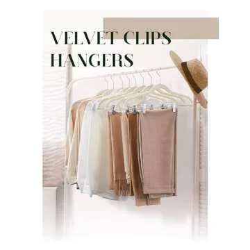 Cozymood Velvet Skirt Hangers - Pack of 24 - Velvet Hangers with Clips Ultra Thin Non Slip Velvet Pants Hangers Space Saving Clothes Hanger for Trouser, Skirts, Jeans, Dress (Beige)