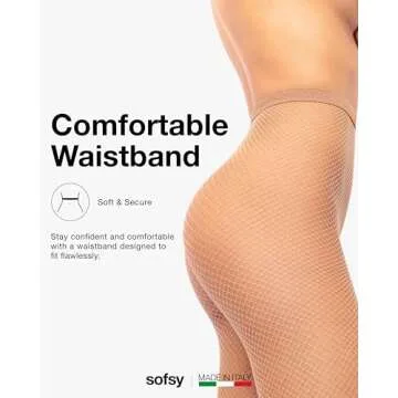 sofsy Italian-Made Tan Fishnet Stockings Plus Size | See-Through High Waist Mesh Tights for Women Curvy Figures & Night Out | XL