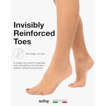 sofsy Italian-Made Tan Fishnet Stockings Plus Size | See-Through High Waist Mesh Tights for Women Curvy Figures & Night Out | XL