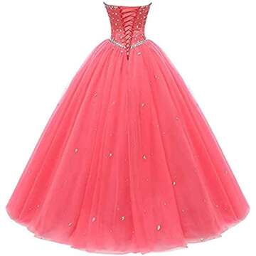 Likedpage Women's Sweetheart Ball Gown Tulle Quinceanera Dresses Prom Dress (US18W, Blush) … …