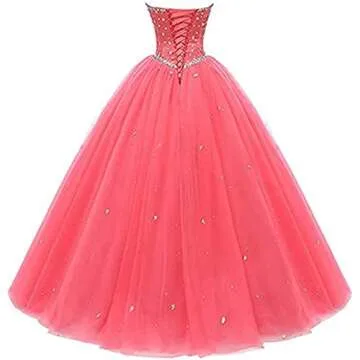 Likedpage Women's Sweetheart Ball Gown Tulle Quinceanera Dresses Prom Dress (US18W, Blush) … …