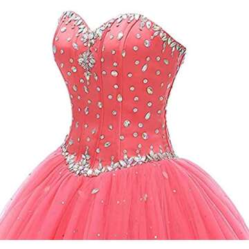 Likedpage Women's Sweetheart Ball Gown Tulle Quinceanera Dresses Prom Dress (US18W, Blush) … …