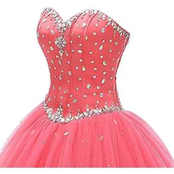 Likedpage Women's Sweetheart Ball Gown Tulle Quinceanera Dresses Prom Dress (US18W, Blush) … …