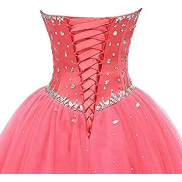 Likedpage Women's Sweetheart Ball Gown Tulle Quinceanera Dresses Prom Dress (US18W, Blush) … …