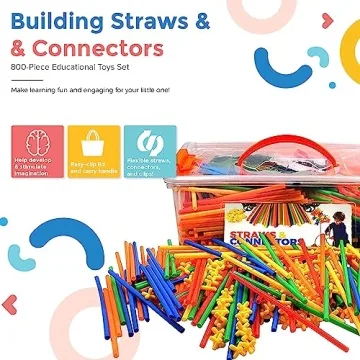 Playlearn 816 Piece Building Toy with Straws and Wheels