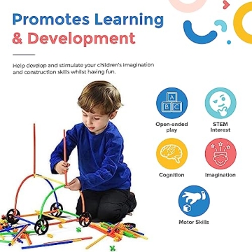Playlearn 816 Piece Building Toy with Straws and Wheels