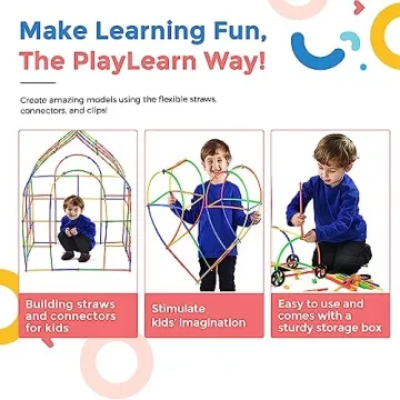 Playlearn 816 Piece Building Toy with Straws and Wheels
