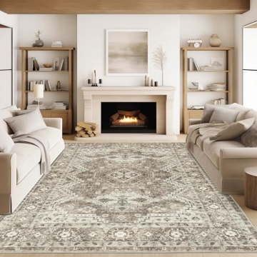 Rugland 8x10 Area Rugs - Stain Resistant Washable Rug, Anti Slip Backing Rugs for Living Room, Vinta...