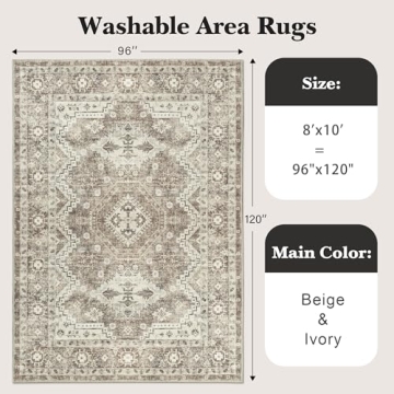 Rugland 8x10 Area Rug - Washable, Anti-Slip & Stylish