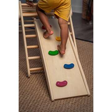 Avenlur Vicus 4 in 1 Montessori Climbing Set - Wooden Climbing Gym - Triangle Ladder, Rock Climbing ...