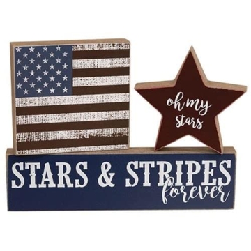 Decorative Wooden Patriotic Blocks for Tabletop Display