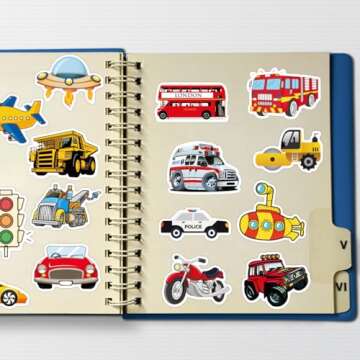 Leisitator 100 PCS Transportation Vehicle Truck Stickers for Kids Boys Girls - Waterproof Vinyl Sticker Decal for Water Bottle, Laptop, Scrapbooking, Skateboard, Luggage, Reward Supplies for Students