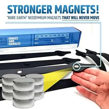 Premium Quality & Strong Magnetic Garage Door Decorative Hardware - Set of 2 Handles + 4 Hinges - Faux Garage Door Accents Kit for Curb Appeal | No Installation Needed | Will Never Fall Off