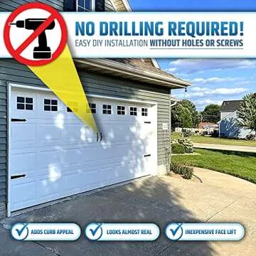 Premium Quality & Strong Magnetic Garage Door Decorative Hardware - Set of 2 Handles + 4 Hinges - Faux Garage Door Accents Kit for Curb Appeal | No Installation Needed | Will Never Fall Off