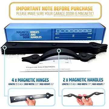 Premium Quality & Strong Magnetic Garage Door Decorative Hardware - Set of 2 Handles + 4 Hinges - Faux Garage Door Accents Kit for Curb Appeal | No Installation Needed | Will Never Fall Off