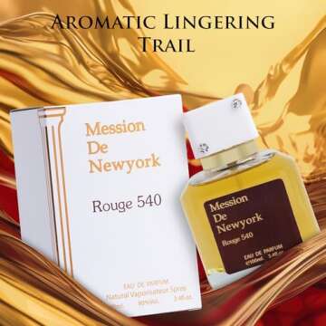 Mession de New York Rouge 540 Eau De Parfum for Men and Women - Saffron & jasmine as top notes - Base of Cedar & Fir Resin - Fragrance Choice for Daily Wear - Elegant 100ml Bottle with Suede Pouch