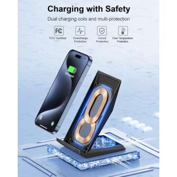 Fast Wireless Charger, NANAMI 15W Qi Certified Wireless Charging Stand Compatible iPhone 16/15/15 Pr...