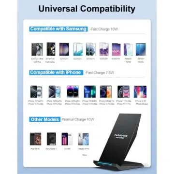 Fast Wireless Charger, NANAMI 15W Qi Certified Wireless Charging Stand Compatible iPhone 16/15/15 Pro/15 Plus/15 Pro Max/14/14 Pro/13/12, for Samsung Galaxy S24/S23/S22/S21/S20 and Qi-Enabled Phone