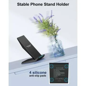 Fast Wireless Charger, NANAMI 15W Qi Certified Wireless Charging Stand Compatible iPhone 16/15/15 Pro/15 Plus/15 Pro Max/14/14 Pro/13/12, for Samsung Galaxy S24/S23/S22/S21/S20 and Qi-Enabled Phone