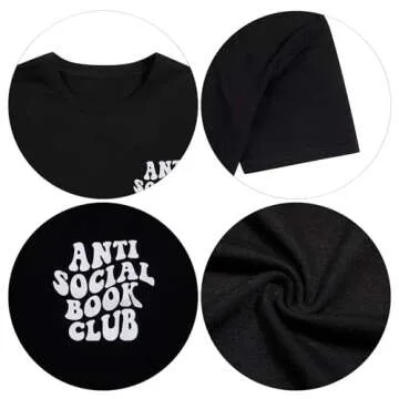 Book Lover T Shirt for Women Anti Social Book Club