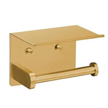 VAEHOLD Self Adhesive Toilet Paper Holder with Phone Shelf Stainless Steel Wall Mounted Toilet Paper...