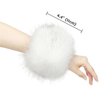 sy soul young Women's Faux Fur Wrist Cuffs Winter Fox Furry wristbands Fluffy Fur Cuff Bracelet Arm ...
