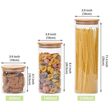 Stackable Kitchen Canisters Set of 5 with Bamboo Lid