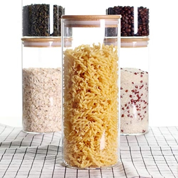 Stackable Kitchen Canisters Set of 5 with Bamboo Lid