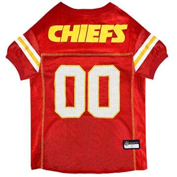 NFL Kansas City Chiefs Dog Jersey, Size: Small. Best Football Jersey Costume for Dogs & Cats. Licens...