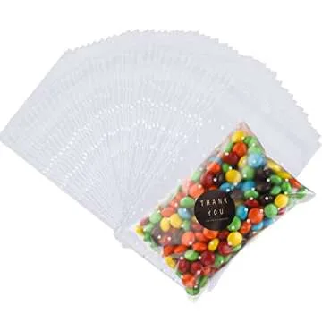 Kingrol 300 Pcs Self Adhesive Candy Bags with Stickers