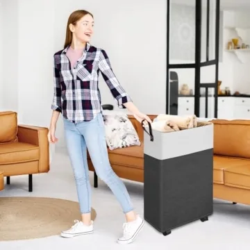 EpicTotes Slim Laundry Basket on Wheels for Easy Carry