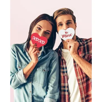 LXDNBGO Valentines Day Decorations - 3 Pcs Large Wood Heart Shape Signs, Conversation Heart Decoration, Valentines Day Decor for Home, Office, Tiered Tray, Shelf, Mantel, Table