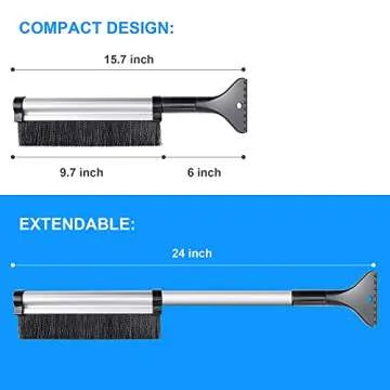 Extendable Snow Brush and Ice Scraper for Easy Snow Removal