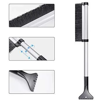 Extendable Snow Brush and Ice Scraper for Easy Snow Removal