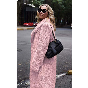 Angashion Women's Cozy Teddy Fleece Open Front Coat
