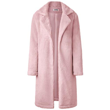 Angashion Women's Cozy Teddy Fleece Open Front Coat