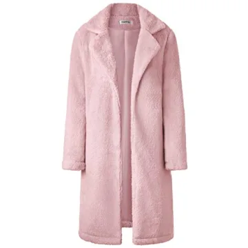 Angashion Women's Cozy Teddy Fleece Open Front Coat
