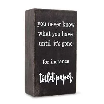 Rustic Bathroom Decor Box with Funny Sign for Guests