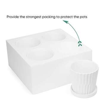 Greenaholics Ceramic Plant Pots Indoor - 5.1 Inch White Flower Planters with Drainage Holes and Connected Saucers for Succulent or Small Snake Plant, Set of 4