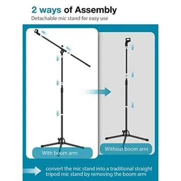 InnoGear Microphone Stand, Boom Arm Mic Stand Floor Detachable Height Adjustable Heavy Duty with Mic Clip Holder Metal Base for Blue Yeti HyperX QuadCast Shure SM58 Samson Q2U Fifine K669B