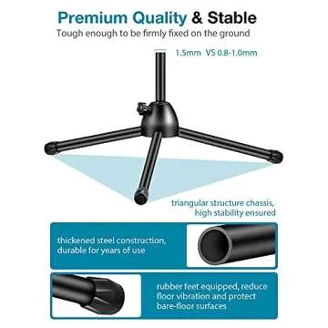 InnoGear Microphone Stand, Boom Arm Mic Stand Floor Detachable Height Adjustable Heavy Duty with Mic Clip Holder Metal Base for Blue Yeti HyperX QuadCast Shure SM58 Samson Q2U Fifine K669B