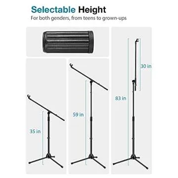 InnoGear Microphone Stand, Boom Arm Mic Stand Floor Detachable Height Adjustable Heavy Duty with Mic Clip Holder Metal Base for Blue Yeti HyperX QuadCast Shure SM58 Samson Q2U Fifine K669B