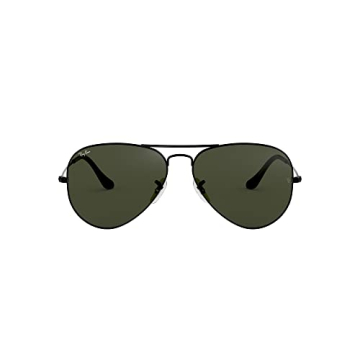 Ray-Ban RB3025 Classic Aviator Sunglasses, Black/G-15 Green, 58 mm