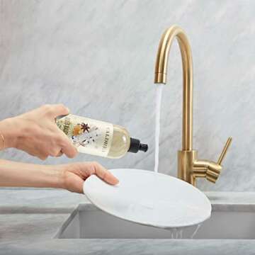 Caldrea Dish Soap, Biodegradable Dishwashing Liquid made with Soap Bark and Aloe Vera, Gilded Balsam Birch Scent, 16 oz