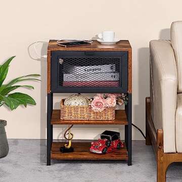 LEBOAHOUS Nightstands with USB Ports Set of 2 for Bedroom