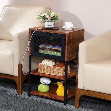 LEBOAHOUS Nightstands with USB Ports Set of 2 for Bedroom