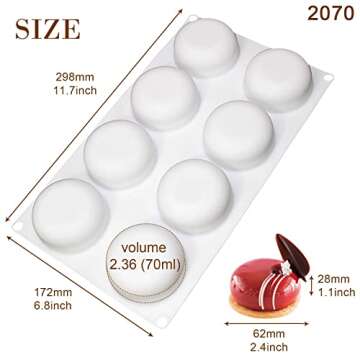 FUNSHOWCASE 8 Cavities Curved Round Stone Silicone Mold Tray for Baking Desserts