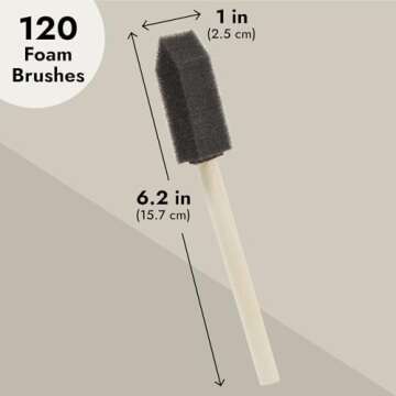 120 Pack Foam Paint Brushes - Bulk 1 Inch Sponge Paint Brush for Acrylic, Watercolor, Staining, Varnishing, Mod Podge