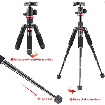 Compact 20" Portable Aluminum Camera Tripod for Travel Photography